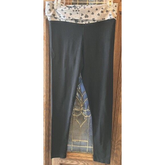 Y2K PINK Victoria’s Secret Bling Gray Heart Print Fold Over Leggings Size M Y2K - Picture 3 of 6
